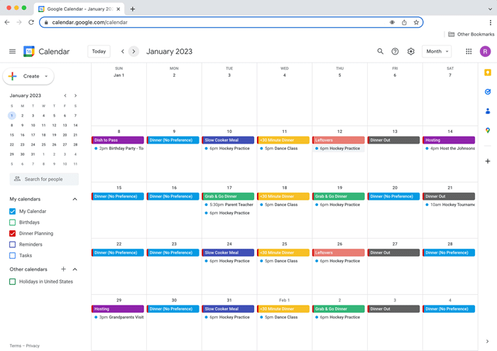 google calendar dashboard