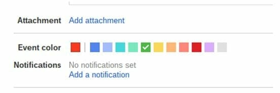 google calendar colors